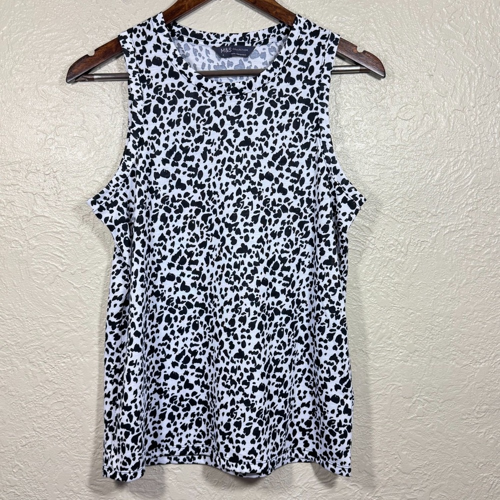 M&S‎ Collection Sleeveless Top US 4 UK 8 Leopard Animal Print Tank Marks Spencer